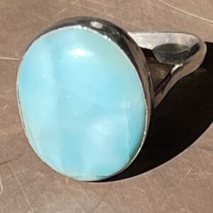 Ascendant Sky blue clear Larimar gemstone ring